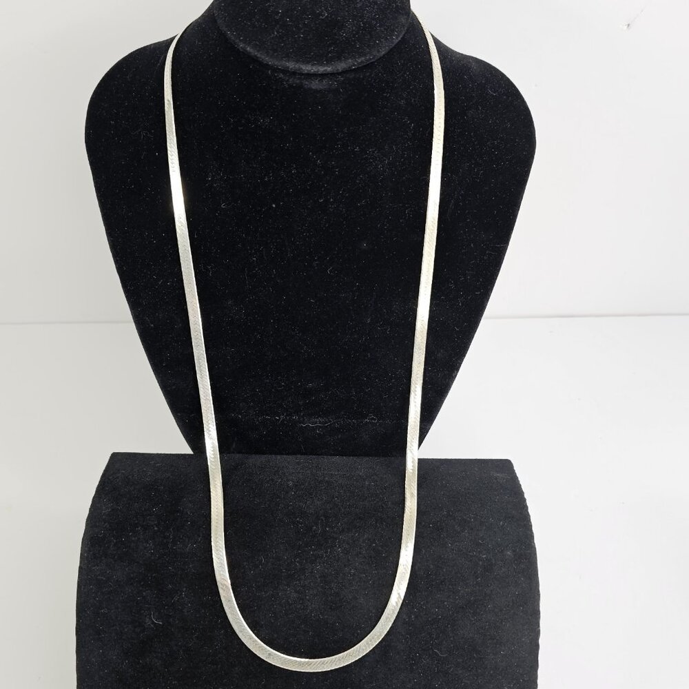 30" Sterling Silver Herringbone Necklace 24g Reversible Pattern Chain By Milor